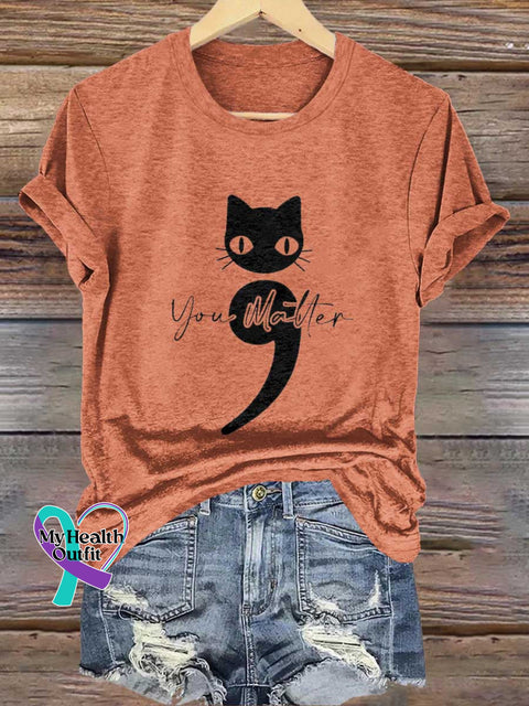 You Malter Cat SUICIDE PREVENTION AWARENESS T-shirt Orange / S