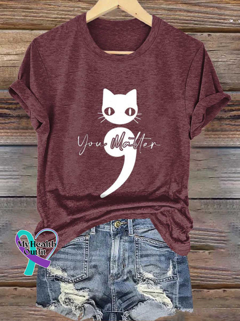 You Malter Cat SUICIDE PREVENTION AWARENESS T-shirt Red / S