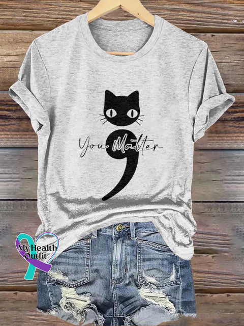 You Malter Cat SUICIDE PREVENTION AWARENESS T-shirt White / S