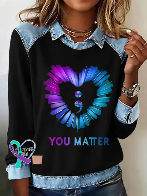 You Matter Art Print Casual Sweatshirt Black / S