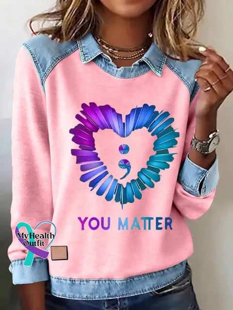 You Matter Art Print Casual Sweatshirt Pink / S