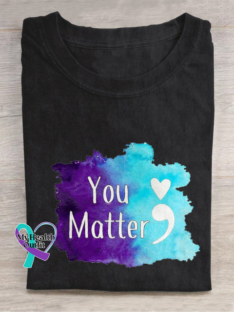 You Matter Casual Print T-Shirt Black / S