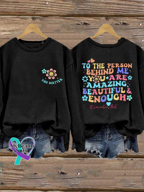 You Matter Crew Neck Long Sleeve Sweatshirt Black / S