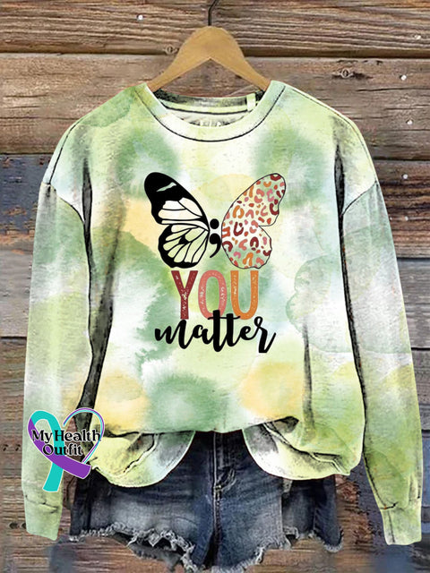 You Matter Gradient Print Casual Crew Neck Sweatshirt Multicolor / S