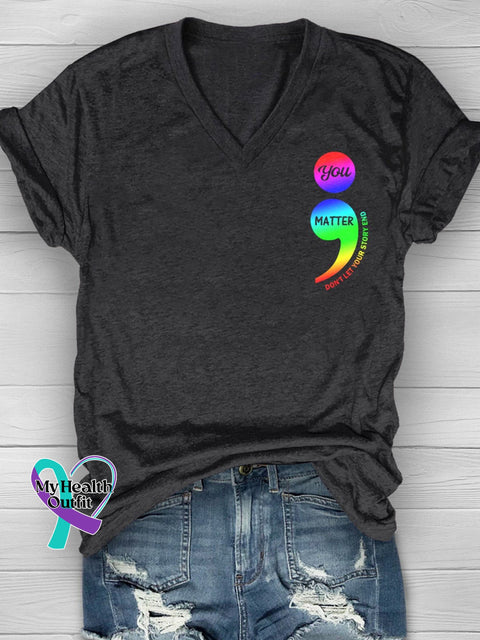 You Matter Mental Health Matters Awareness T-Shirt Black / S