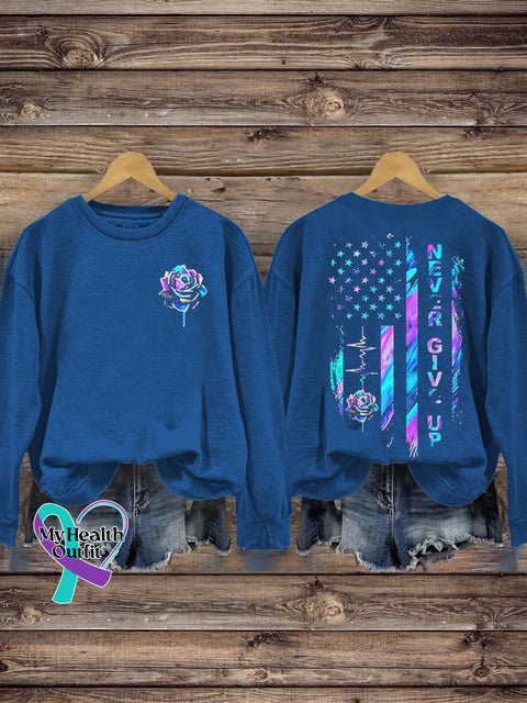 You Matter Never Give Up Print Pattern Casual Sweatshirt Blue / S