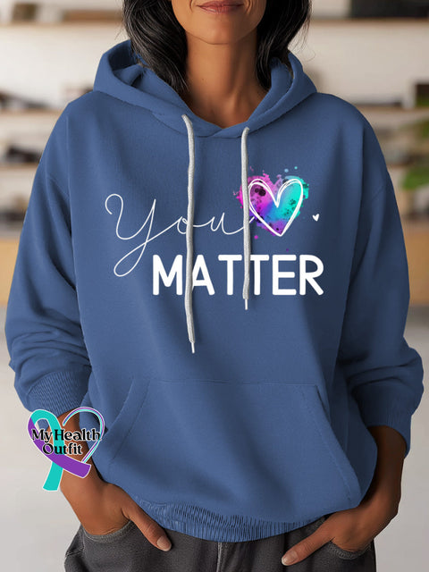 You Matter Suicide Awareness Art Casual Hoodie Sweatshirt Blue / S
