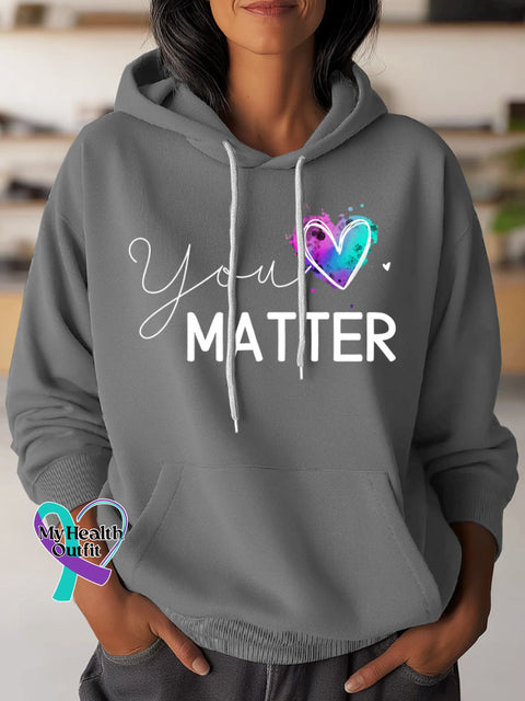You Matter Suicide Awareness Art Casual Hoodie Sweatshirt Grey / S