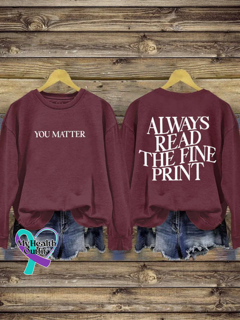 You Matter Suicide Awareness Art Print Pattern Casual Sweatshirt Red / S