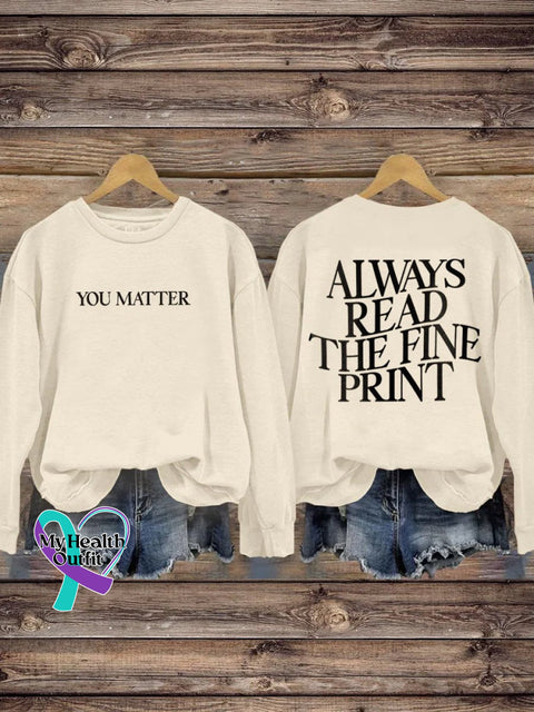 You Matter Suicide Awareness Art Print Pattern Casual Sweatshirt Sand / S