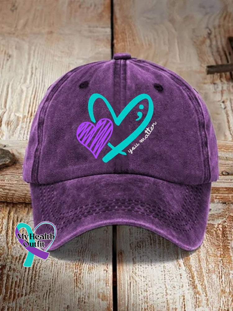You Matter Suicide Prevention Awareness Print Casual Baseball Cap Purple / One-Size
