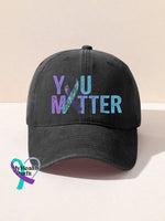 You Matter Suicide Prevention Awareness Print Hats Black / Onesize