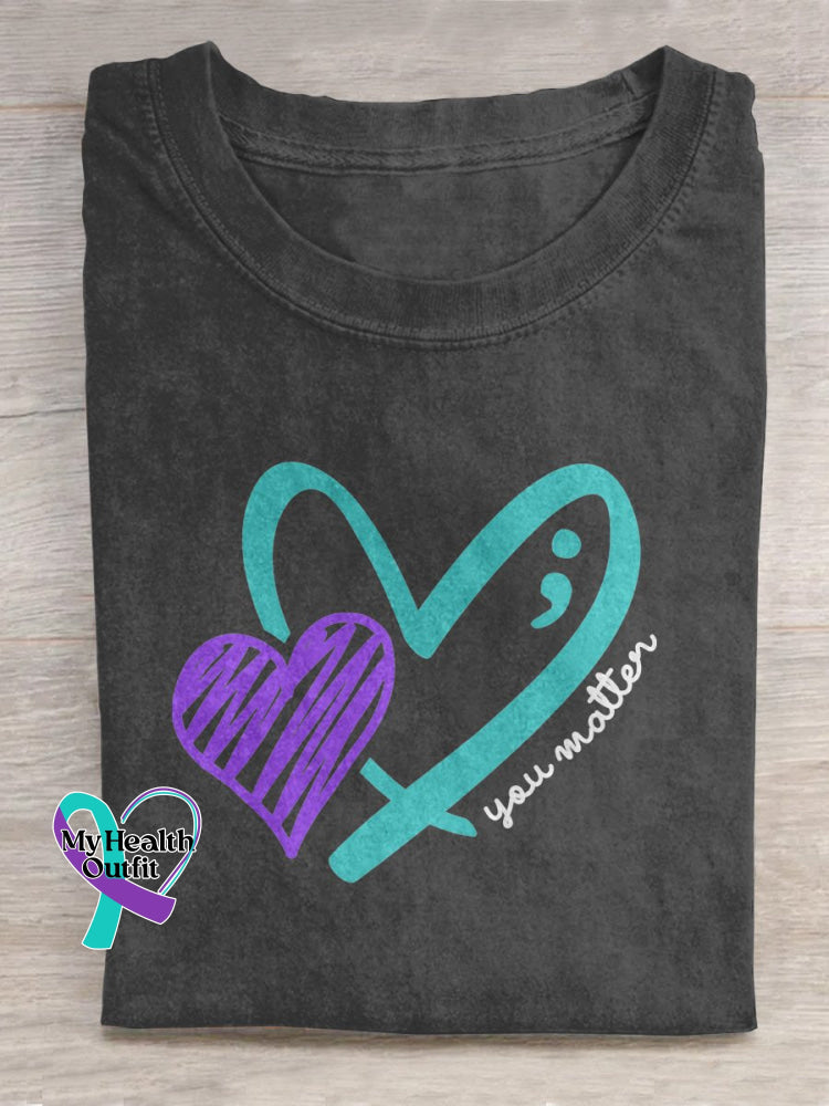 You Matter Suicide Prevention Awareness Tie-Dye Background Casual Print T-Shirt Black / S