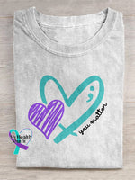 You Matter Suicide Prevention Awareness Tie-Dye Background Casual Print T-Shirt White / S