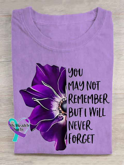 You May Not Remeber But I Will Never Forget Alzheimer’s Disease T-Shirt Purple1 / S