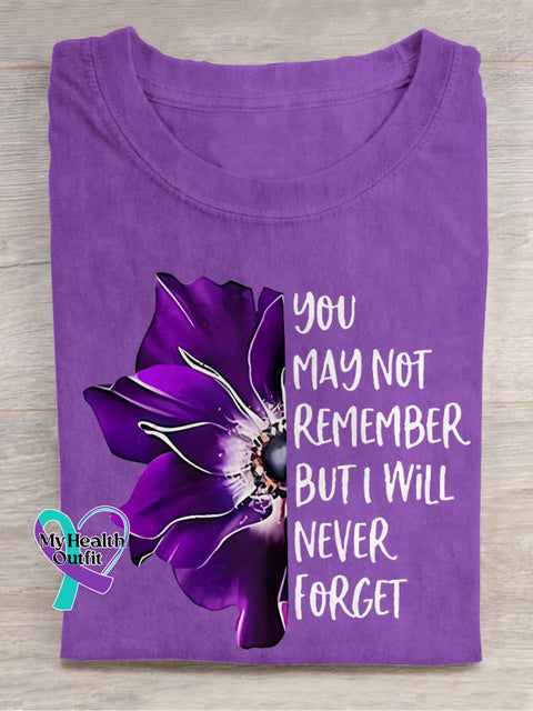 You May Not Remeber But I Will Never Forget Alzheimer’s Disease T-Shirt Purple2 / S