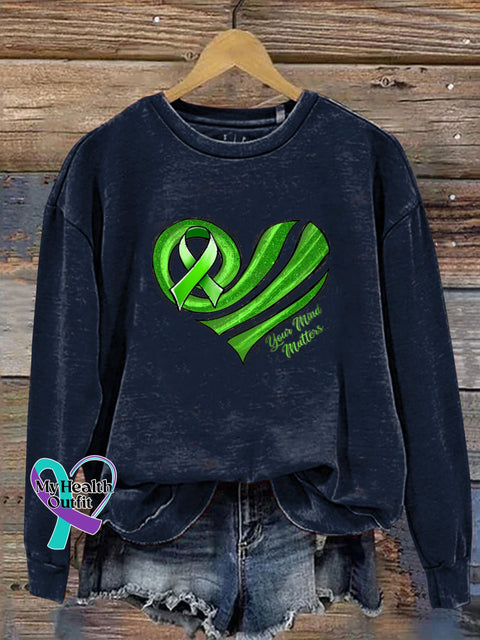 You Mind Matters Heart Print Casual Sweatshirt NavyBlue / S