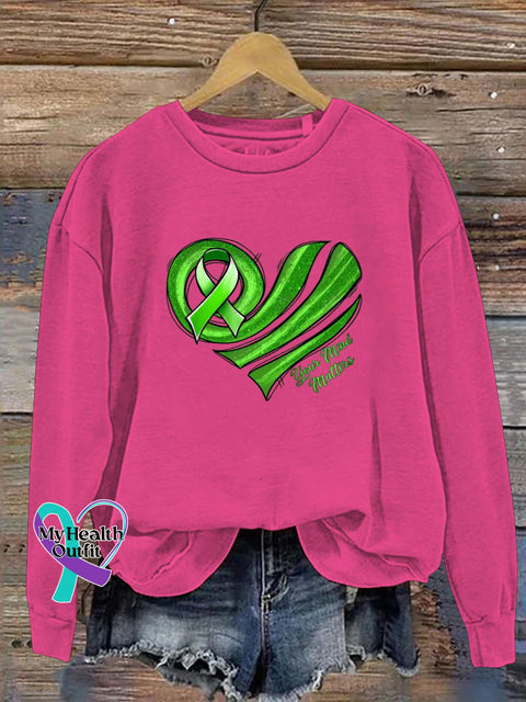 You Mind Matters Heart Print Casual Sweatshirt RoseRed / S