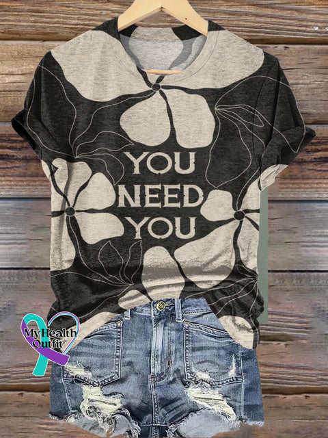 You Need You Floral Print Casual Round Neck Short Sleeve Multicolor / S