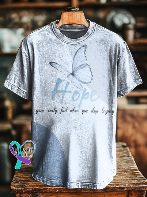 You Only Fail When You Stop Trying Printed Casual Round Neck Short Sleeve T-Shirt Multicolor / S