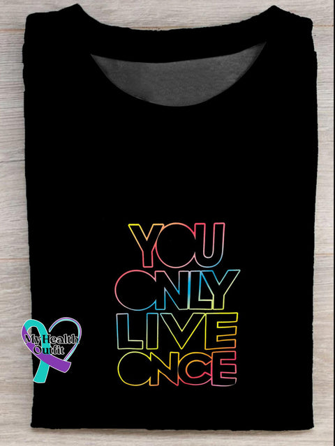 You Only Live Once YOLO Printed Casual Crew Neck Short Sleeve T-Shirt Multicolor / S