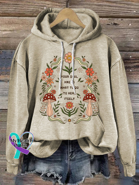 You Soul Hnows What To Do Heal Itself Hooded Casual Long Sleeve Sweatshirt Beige / S