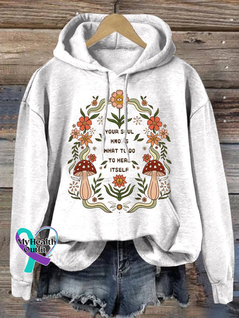 You Soul Hnows What To Do Heal Itself Hooded Casual Long Sleeve Sweatshirt White / S