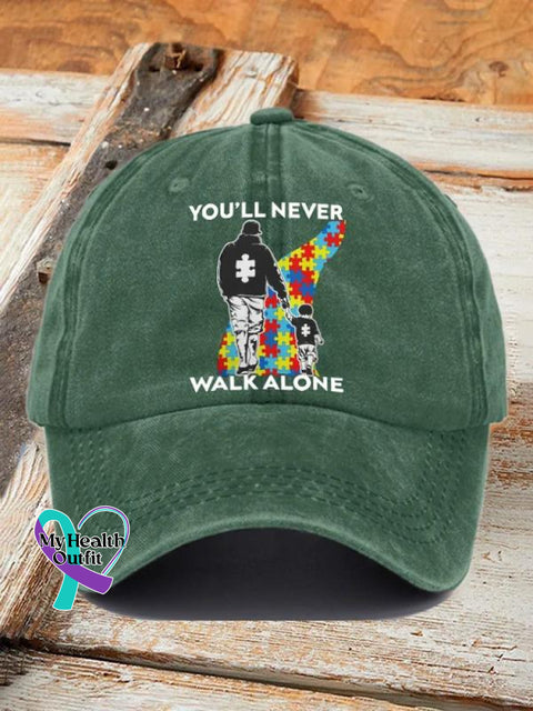 You’ll Never Walk Alone Autism Awareness Art Print Hats Green / Onesize