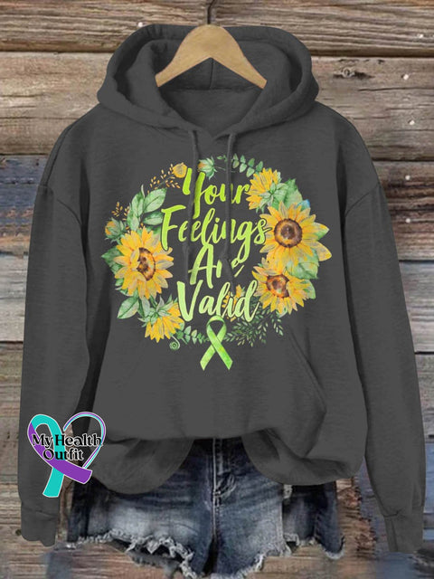 Your Feelings Are Valid Mental Health Awareness Print Casual Hoodie Grey / S