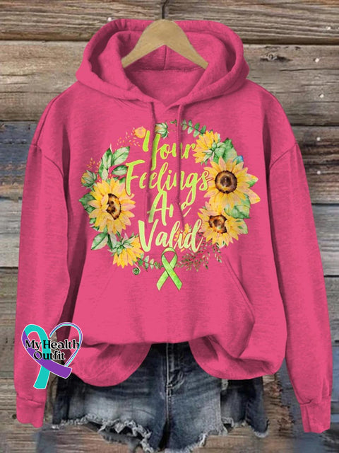 Your Feelings Are Valid Mental Health Awareness Print Casual Hoodie Pink / S