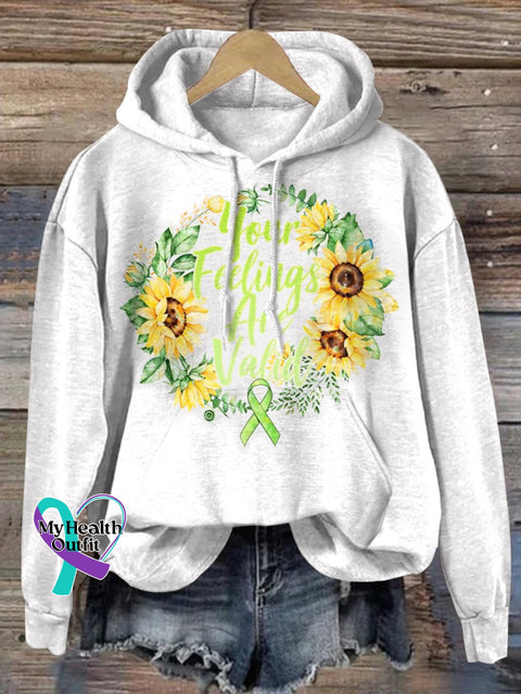 Your Feelings Are Valid Mental Health Awareness Print Casual Hoodie White / S
