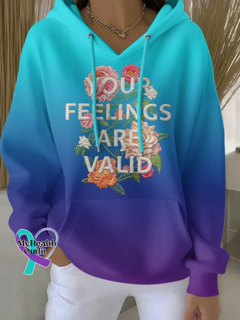 Your Feelings Are Valid Print Casual Hoodie Sweatshirt Blue / S