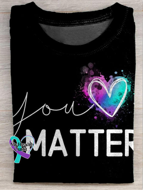 Your Matter Print Casual Round Neck Short Sleeve Multicolor / S