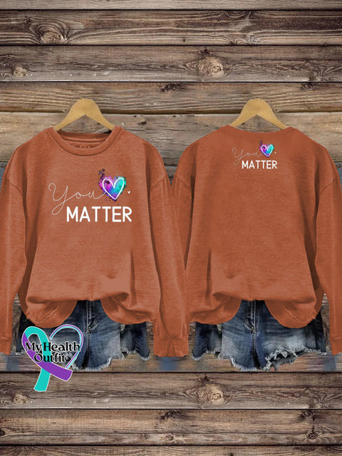 Your Matter Printed Casual Sweatshirt Orange / S