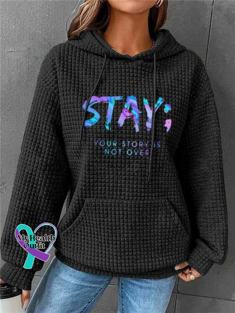 Your Story Is Not Over Suicide Awareness Print Casual Knit Sweatshirt Black / S