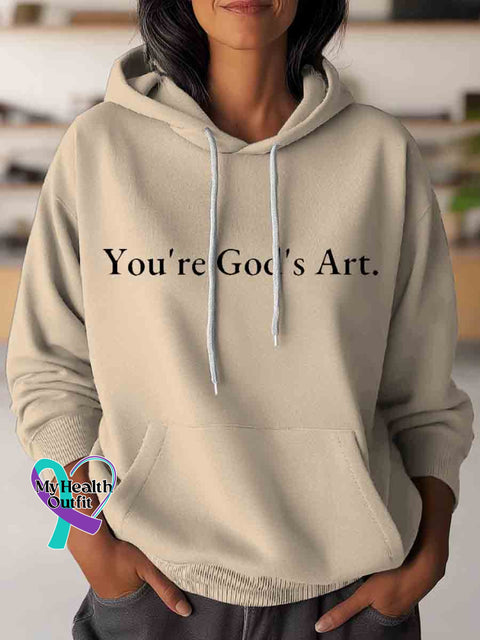 You’re God’s Art Casual Hoodie Sweatshirt Apricot / S
