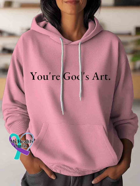 You’re God’s Art Casual Hoodie Sweatshirt Pink / S