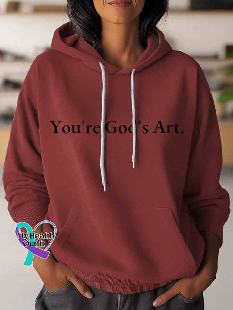 You’re God’s Art Casual Hoodie Sweatshirt Red / S