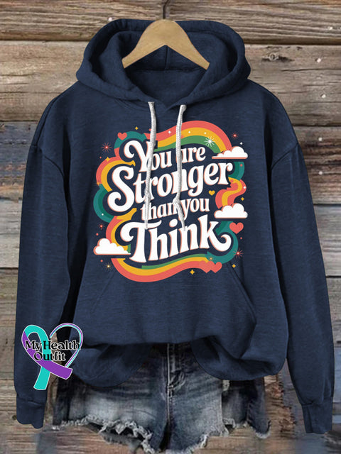 You’re Stronger Than Think Rainbow Print Casual Hoodie NavyBlue / S
