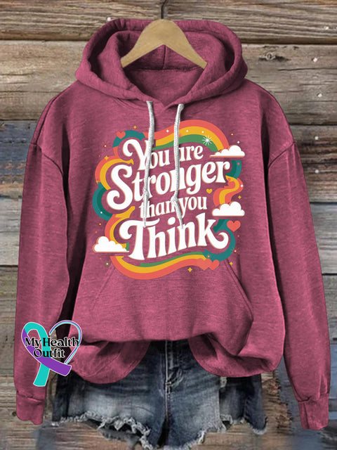 You’re Stronger Than Think Rainbow Print Casual Hoodie RoseRed / S